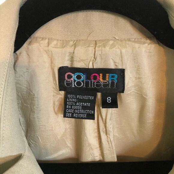 Colour Eighteen Sand Colored Button Down Blazer Jacket Peacoat - Size 8 - Picture 2 of 7